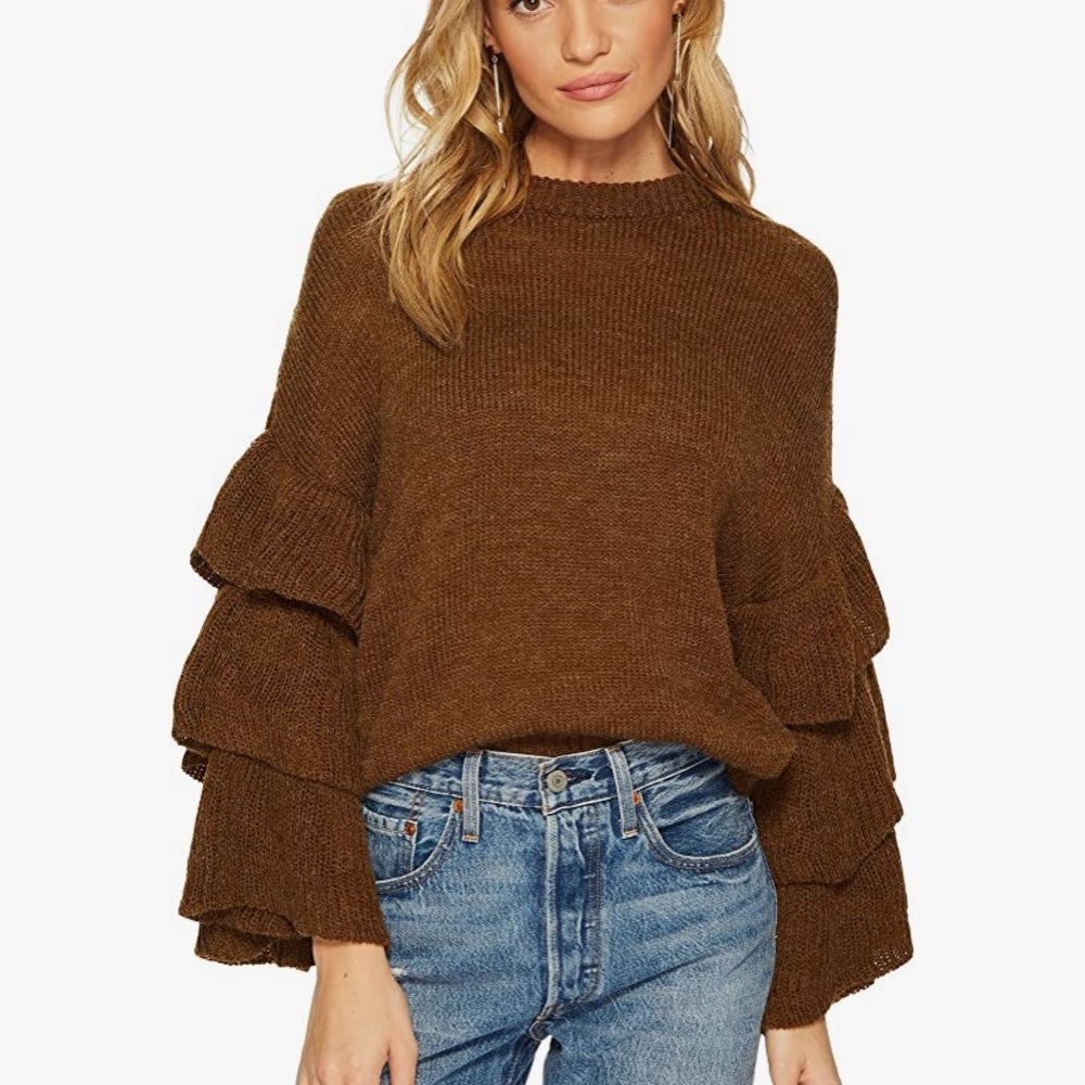 JOA Women's Ruffle Sleeve Sweater (FL)